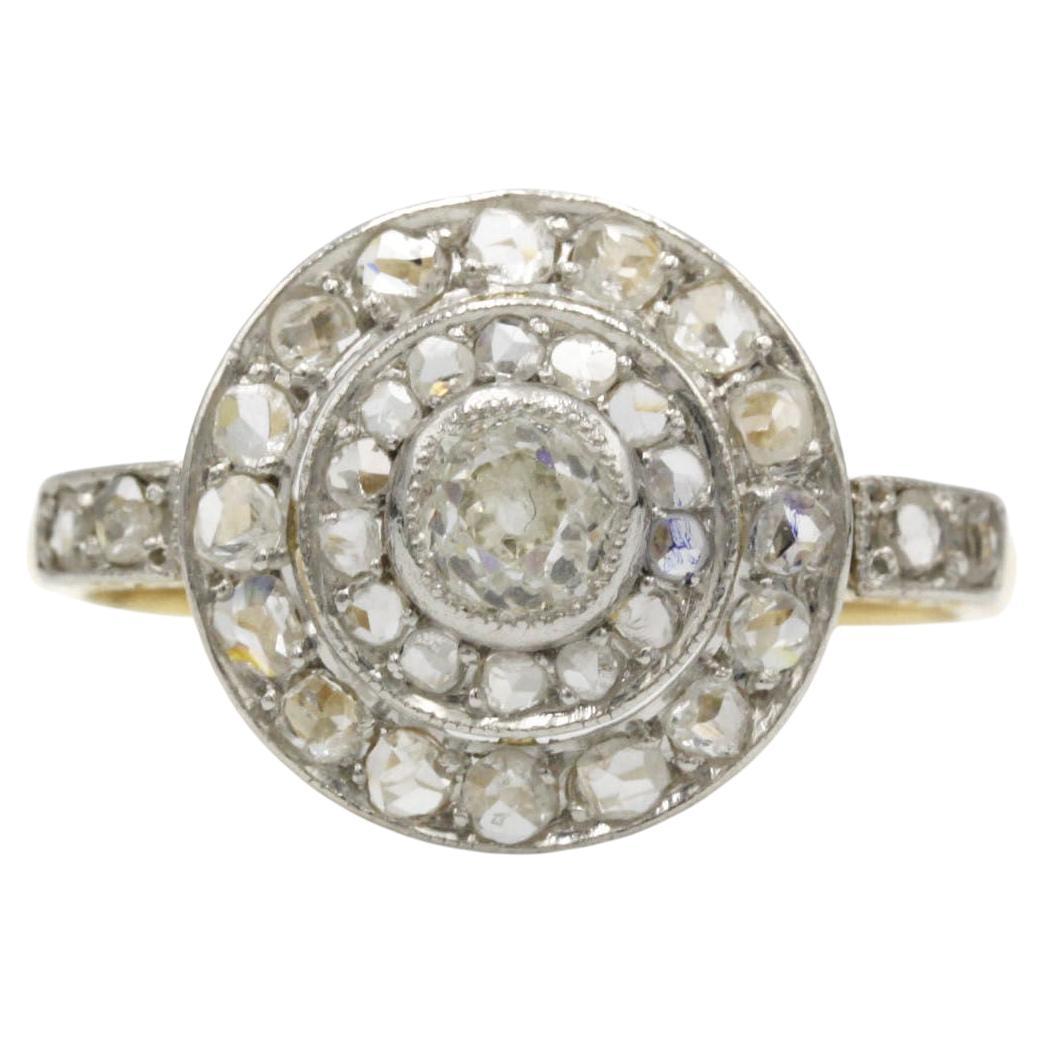 Antique Edwardian Diamond Ring in 18k Gold with Rose-Cut Accents, c.1910 For Sale