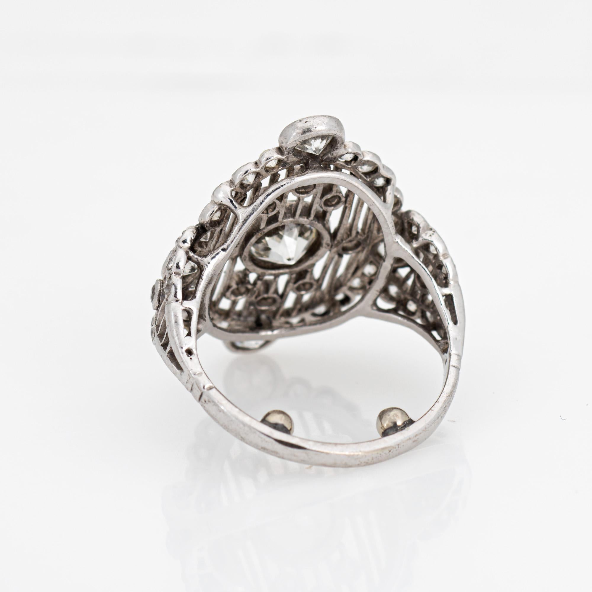 Women's Antique Edwardian Diamond Ring Platinum Sz 6 Oval Cocktail Fine Jewelry
