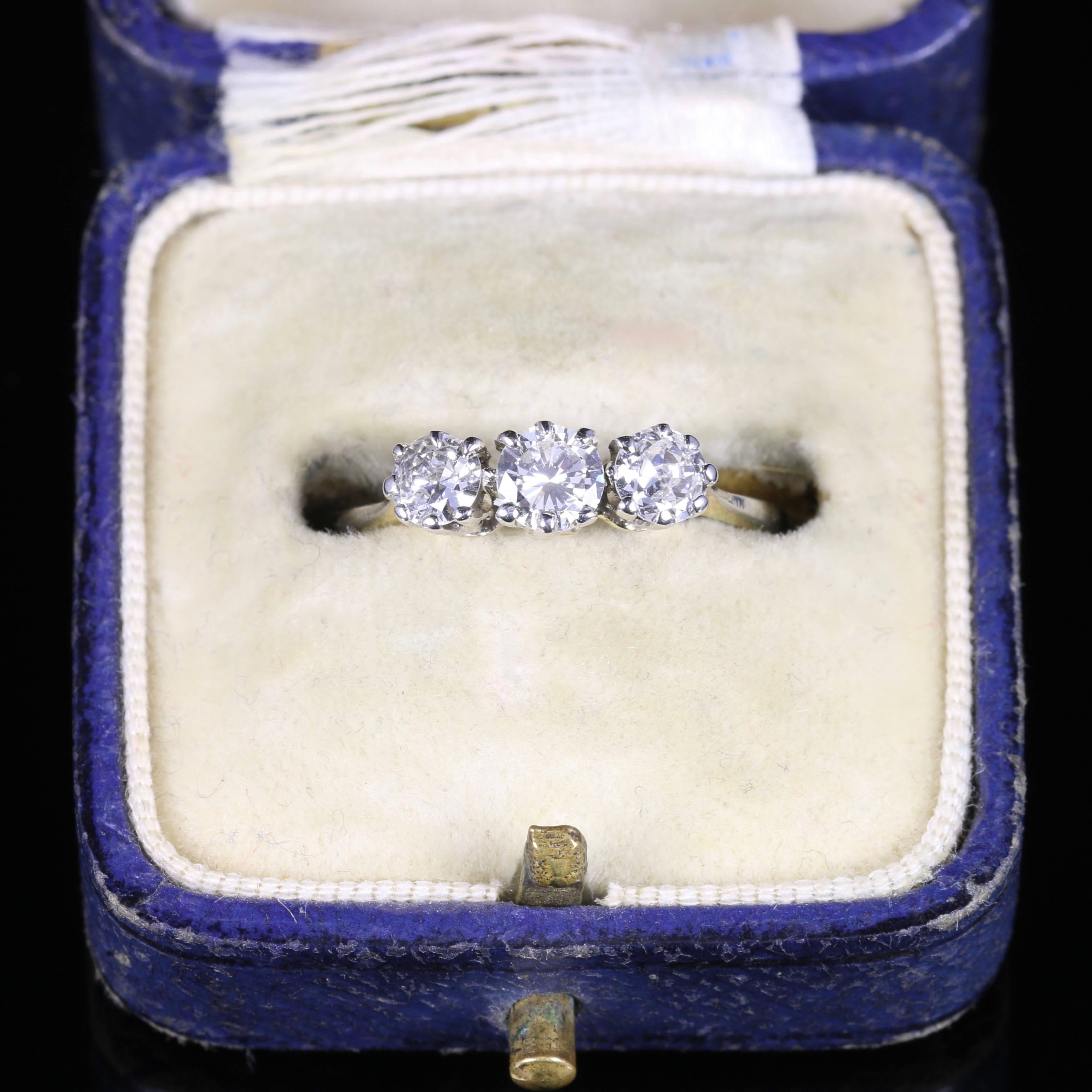 Antique Edwardian Diamond Ring Trilogy 18 Carat Plat, circa 1915 3