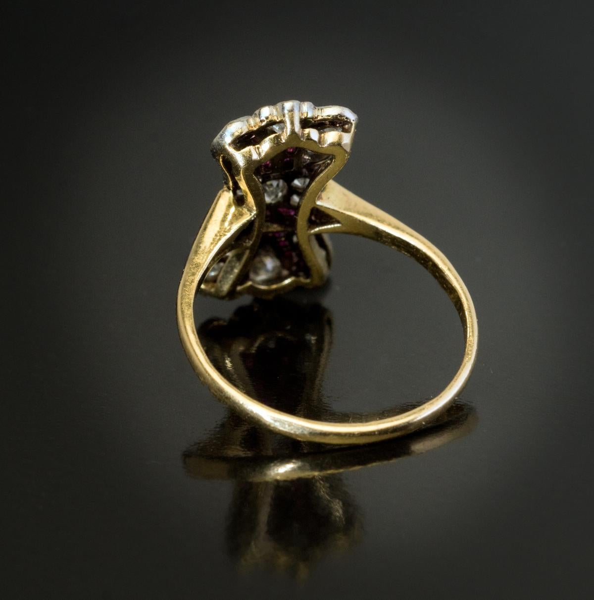Antique Edwardian Diamond Ruby Bow Motif Ring 1