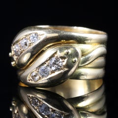 Antique Edwardian Diamond Snake Ring 18 Carat Gold Dated Chester, 1915