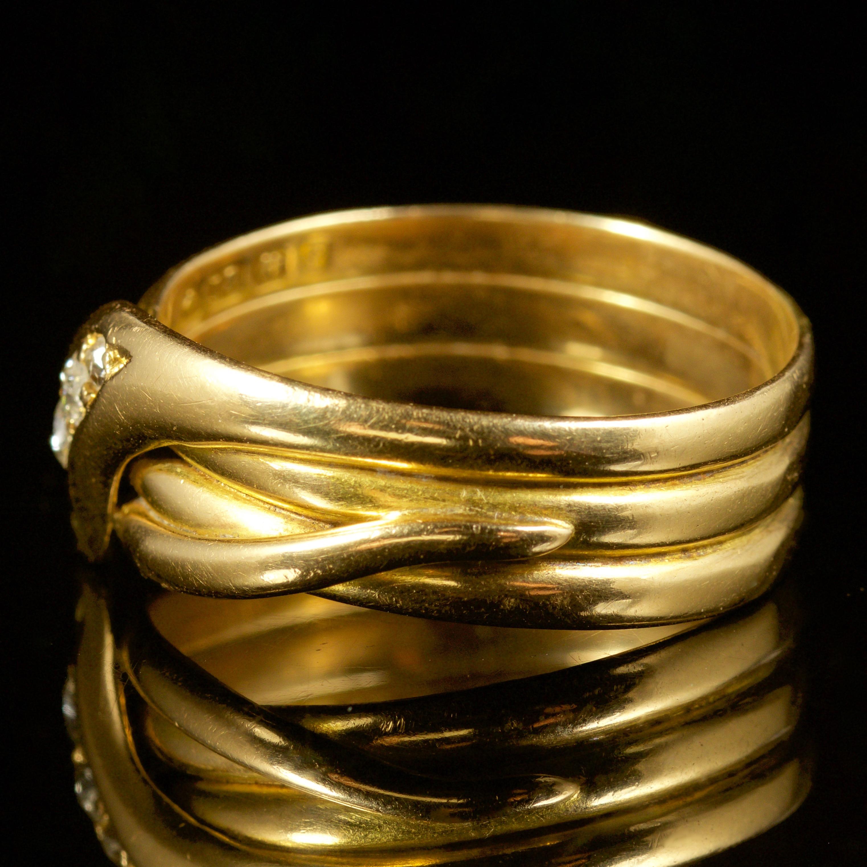 Antique Edwardian Diamond Snake Ring Dated 18 Carat, Birmingham, 1905 In Excellent Condition In Lancaster, Lancashire