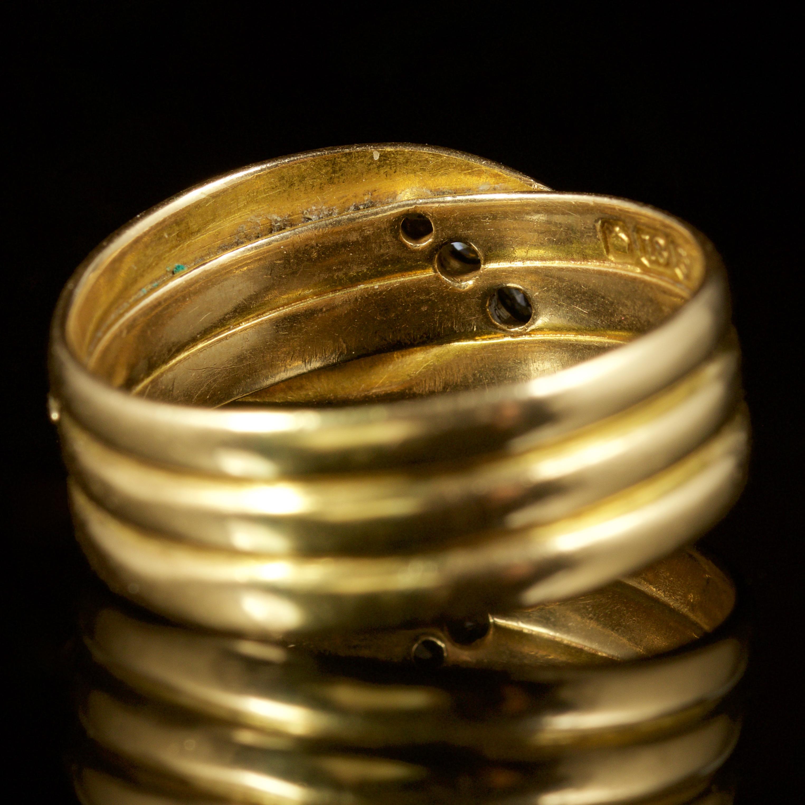 Women's Antique Edwardian Diamond Snake Ring Dated 18 Carat, Birmingham, 1905