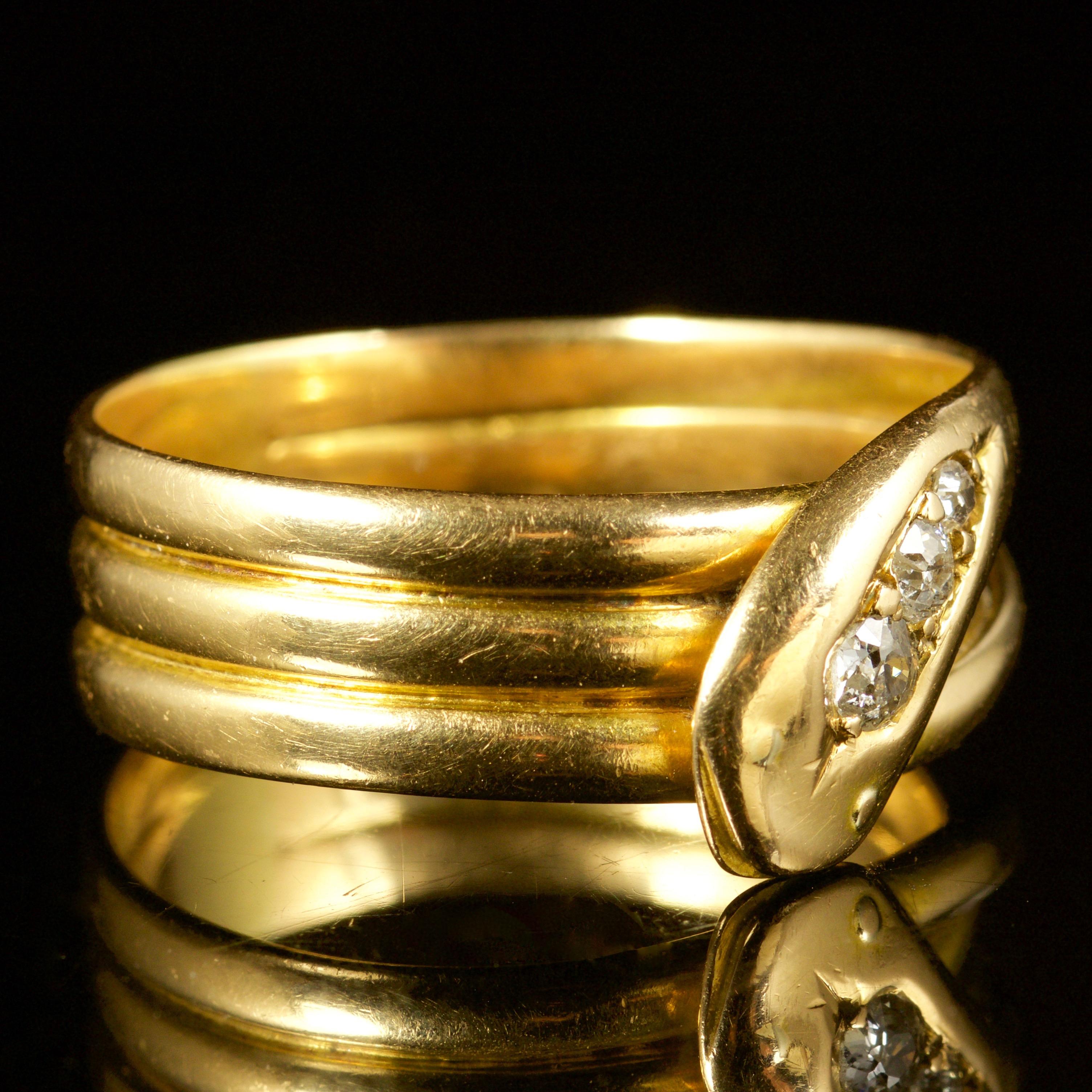 Antique Edwardian Diamond Snake Ring Dated 18 Carat, Birmingham, 1905 1