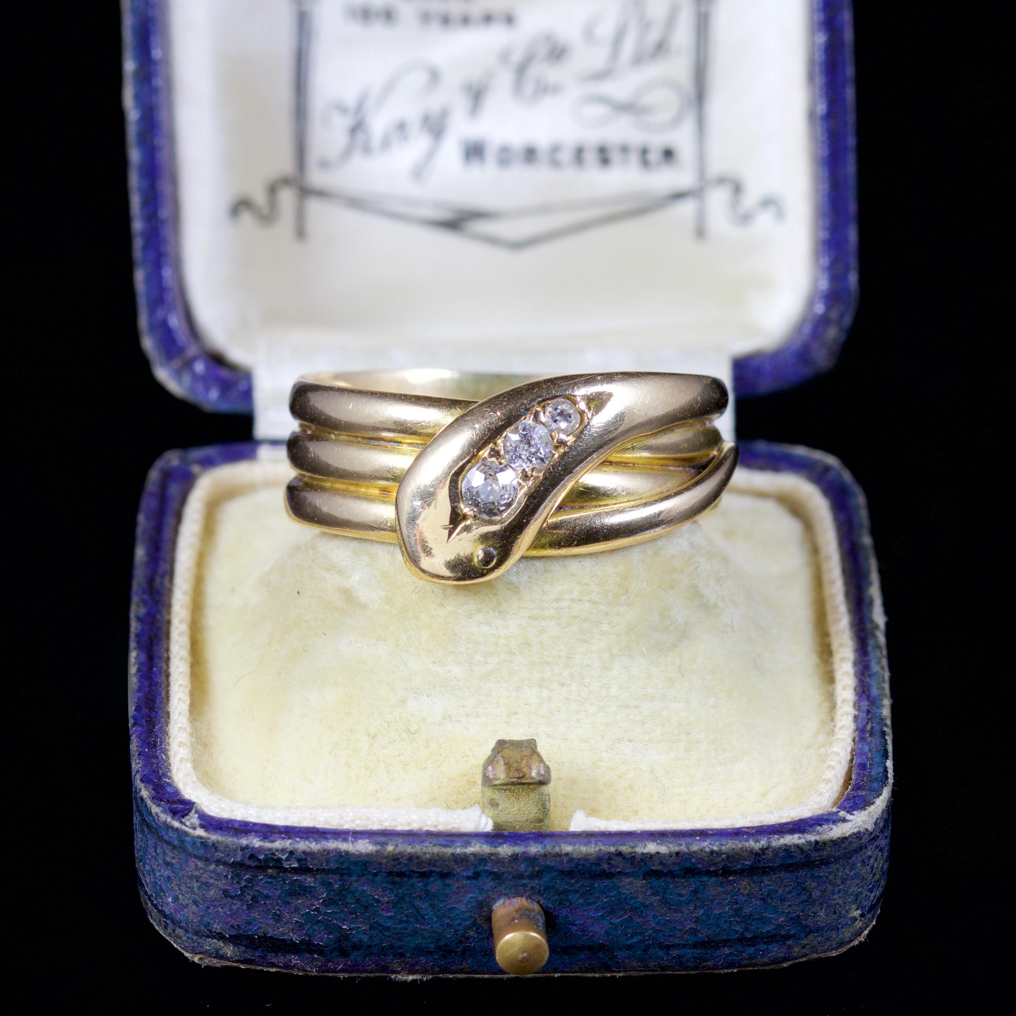 Antique Edwardian Diamond Snake Ring Dated 18 Carat, Birmingham, 1905 2