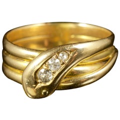Antique Edwardian Diamond Snake Ring Dated 18 Carat, Birmingham, 1905