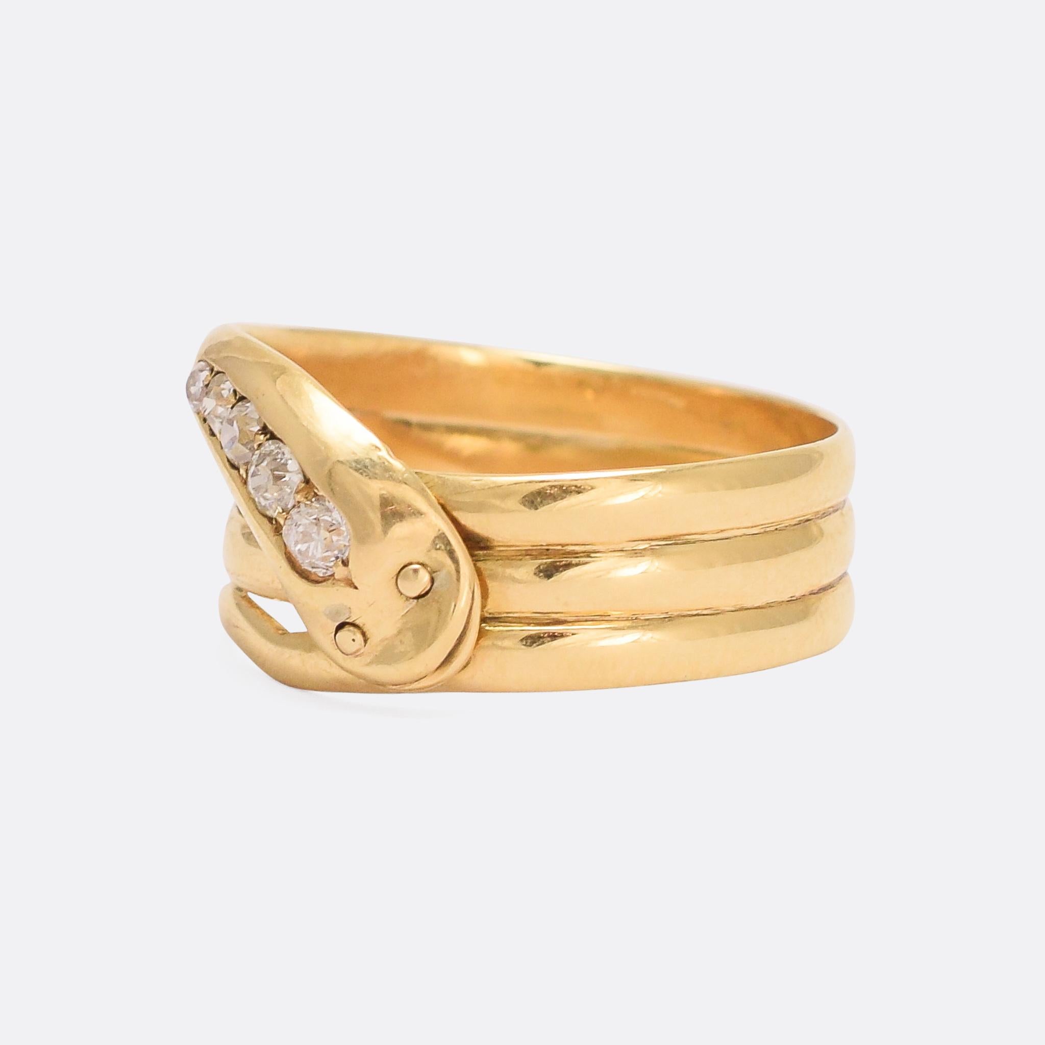 Women's or Men's Antique Edwardian Diamond Snake Ring