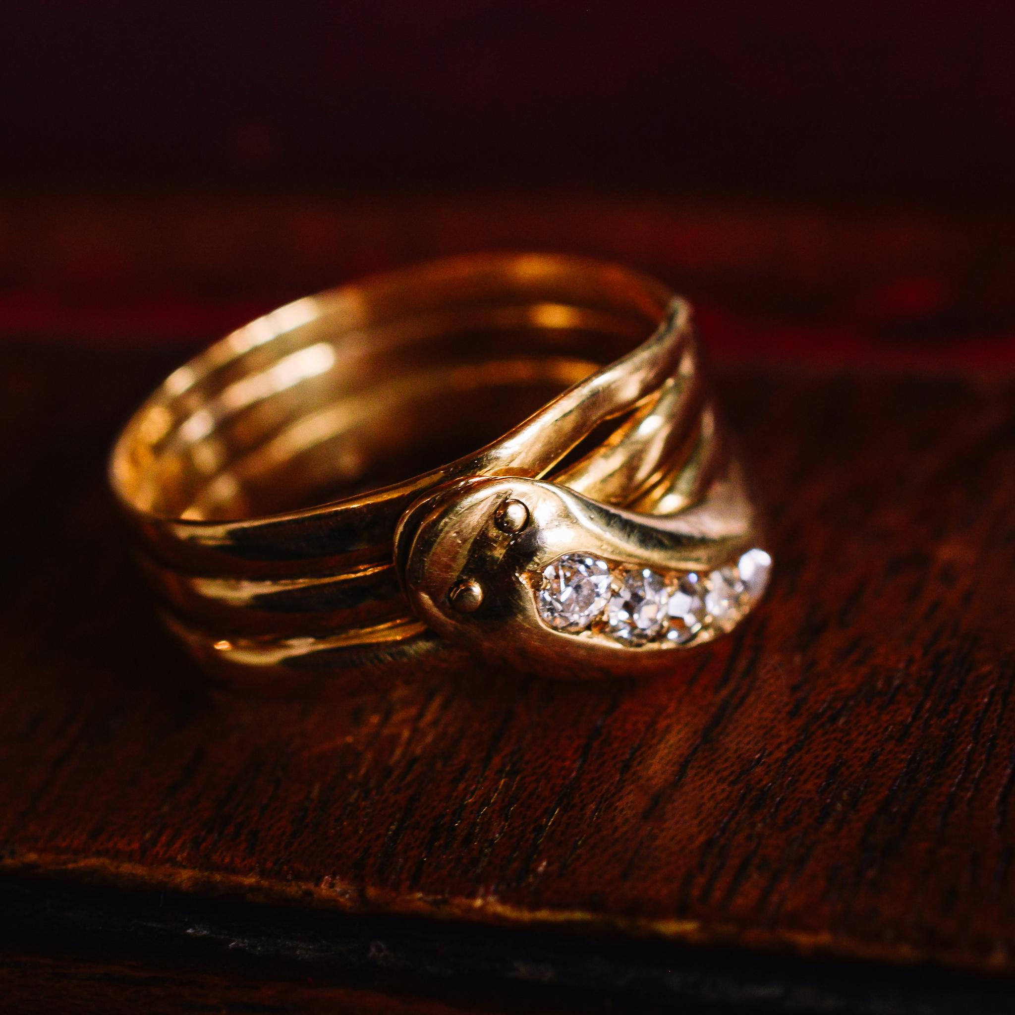 Antique Edwardian Diamond Snake Ring 3