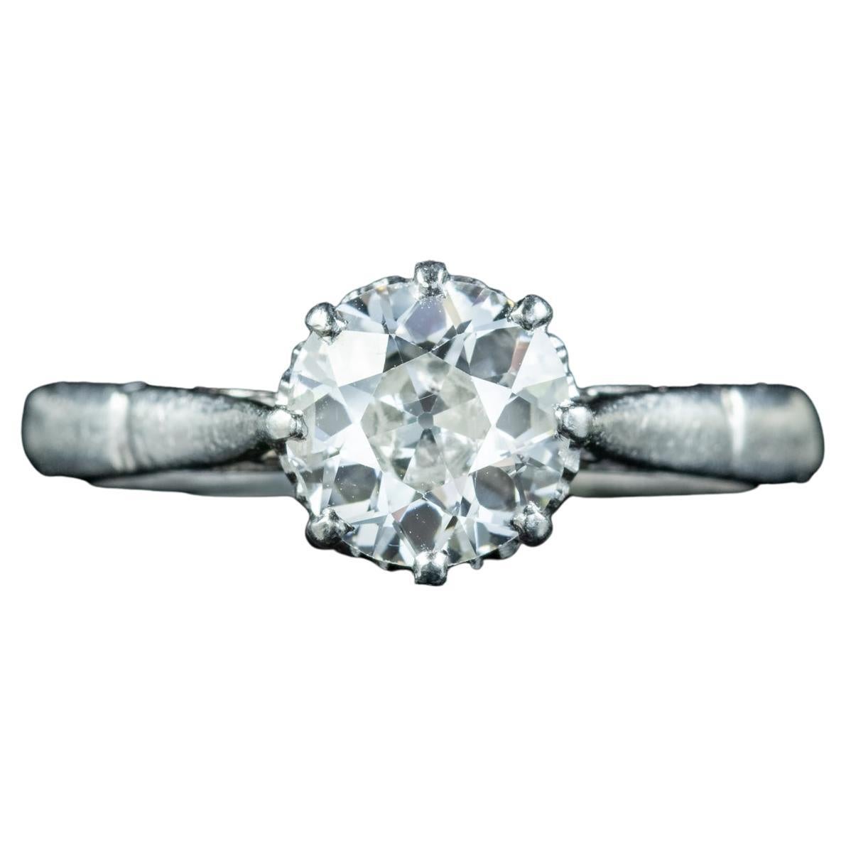 Antiker edwardianischer Diamant- Solitär-Ring 1.2 Karat Diamant
