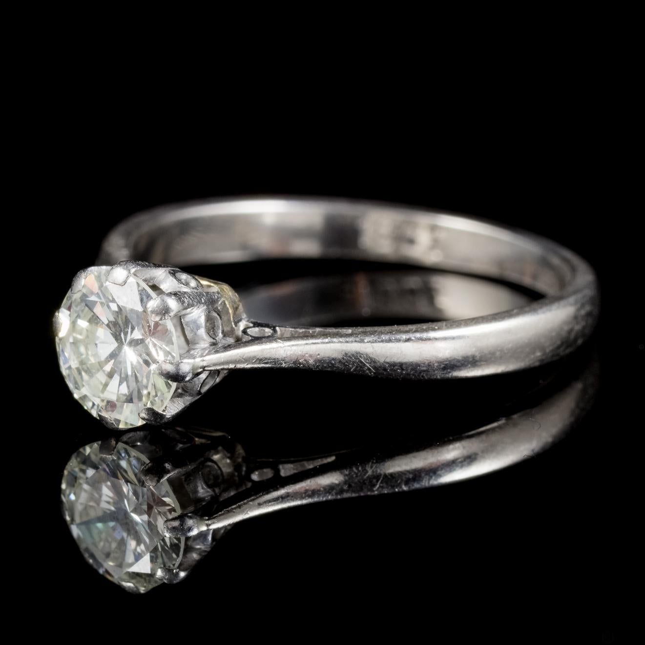 A spectacular antique Solitaire ring C. 1910, crowned with a beautiful 0.90ct Diamond which is SI 1 clarity – I colour. 

The Edwardian period was also known as the ‘Beautiful era’ and produced engagement rings that were elegant in design with