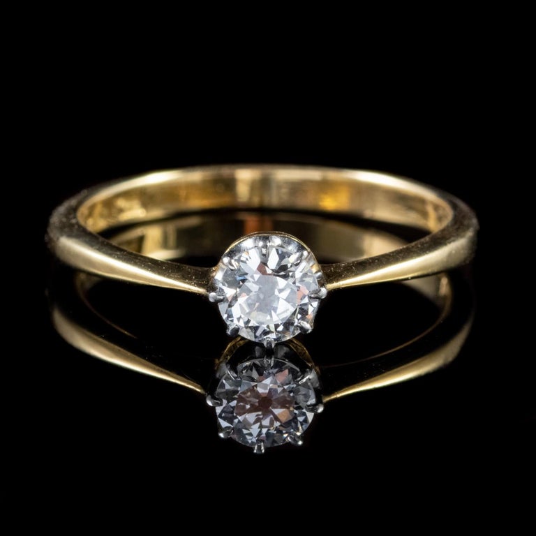 Antique Edwardian Diamond Solitaire Ring 18 Carat Gold Platinum, circa ...