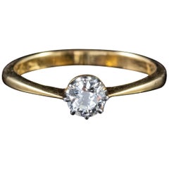 Antique Edwardian Diamond Solitaire Ring 18 Carat Gold Platinum, circa 1910
