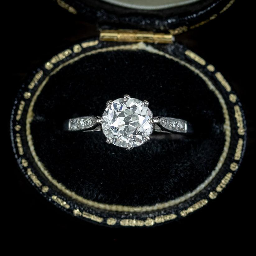 Women's Antique Edwardian Diamond Solitaire Ring in 1.46ct Diamond, circa 1910 For Sale