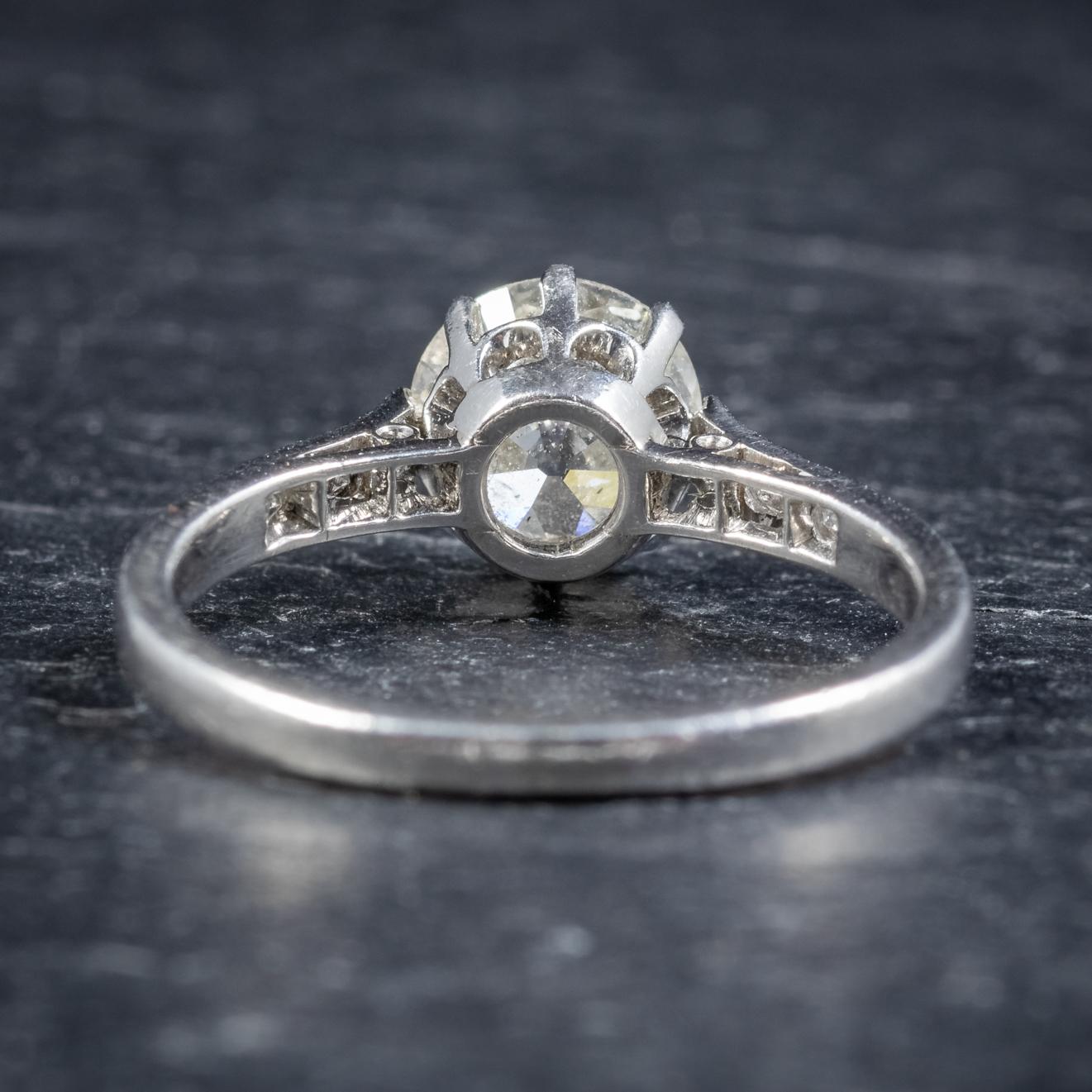 Women's Antique Edwardian Diamond Solitaire Ring Platinum Engagement Ring, circa 1910