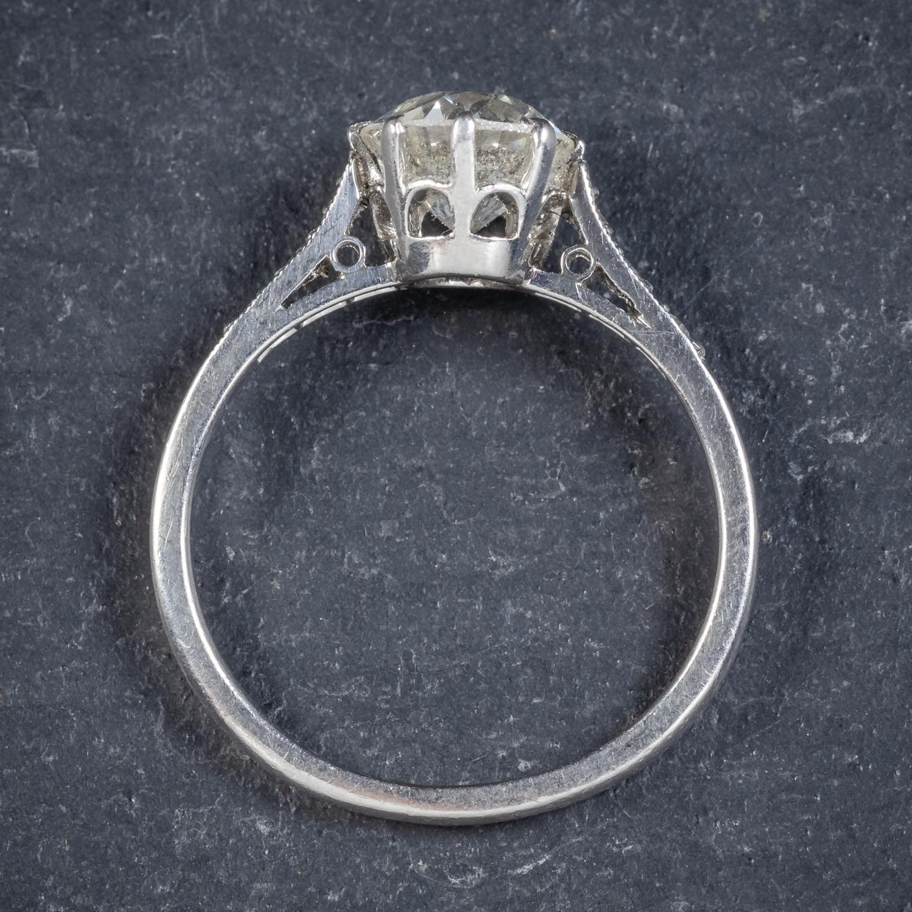 Antique Edwardian Diamond Solitaire Ring Platinum Engagement Ring, circa 1910 2