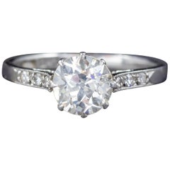 Antique Edwardian Diamond Solitaire Ring Platinum Engagement Ring, circa 1910