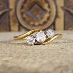 Antique Edwardian Diamond Three Stone Twist Ring in 18ct Gold