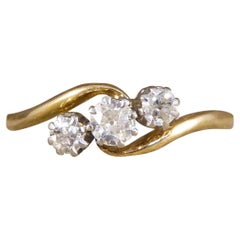 Antique Edwardian Diamond Three Stone Twist Ring in 18ct Gold
