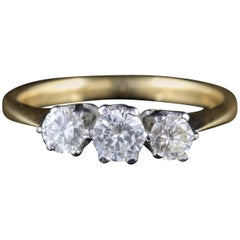 Antique Edwardian Diamond Trilogy Ring 18 Carat Gold, circa 1910