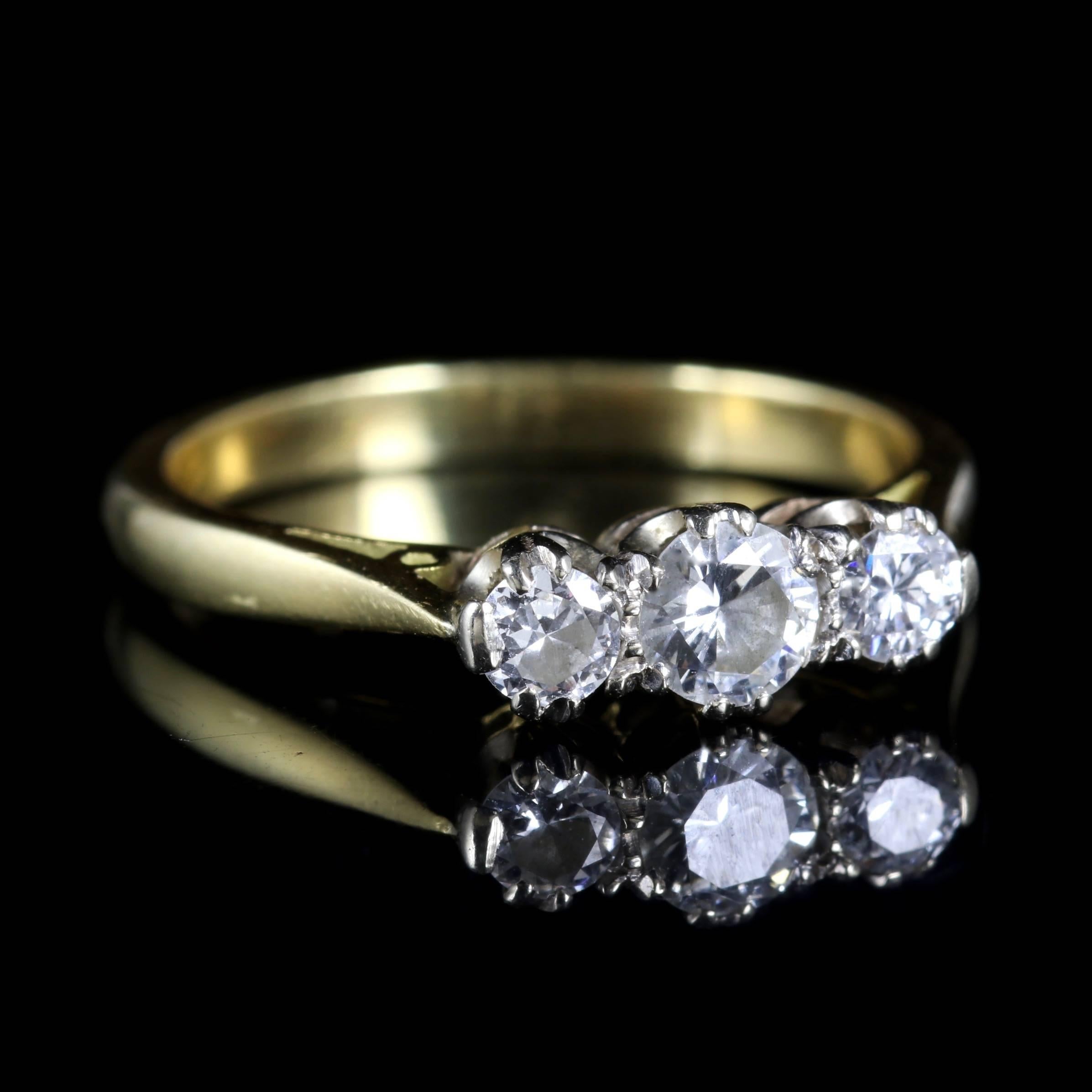 Women's Antique Edwardian Diamond Trilogy Ring 18 Carat Plat, circa 1915
