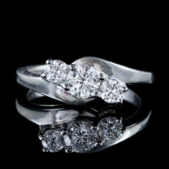 Edwardian Diamond Trilogy Ring 18 Carat White Gold 0.75 Carat Diamond circa 1915