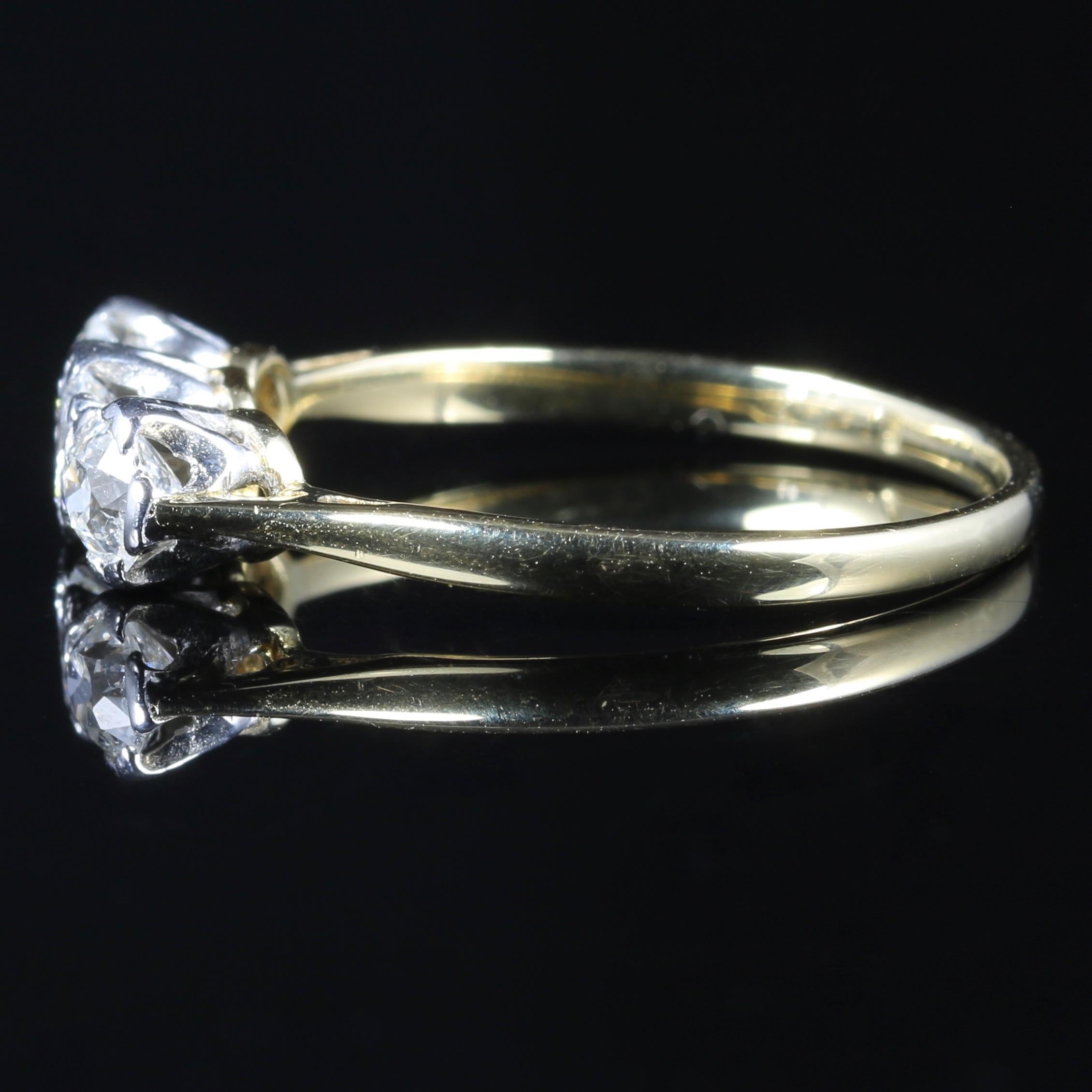 Antique Edwardian Diamond Trilogy Ring circa 1915 Gold Plat 1