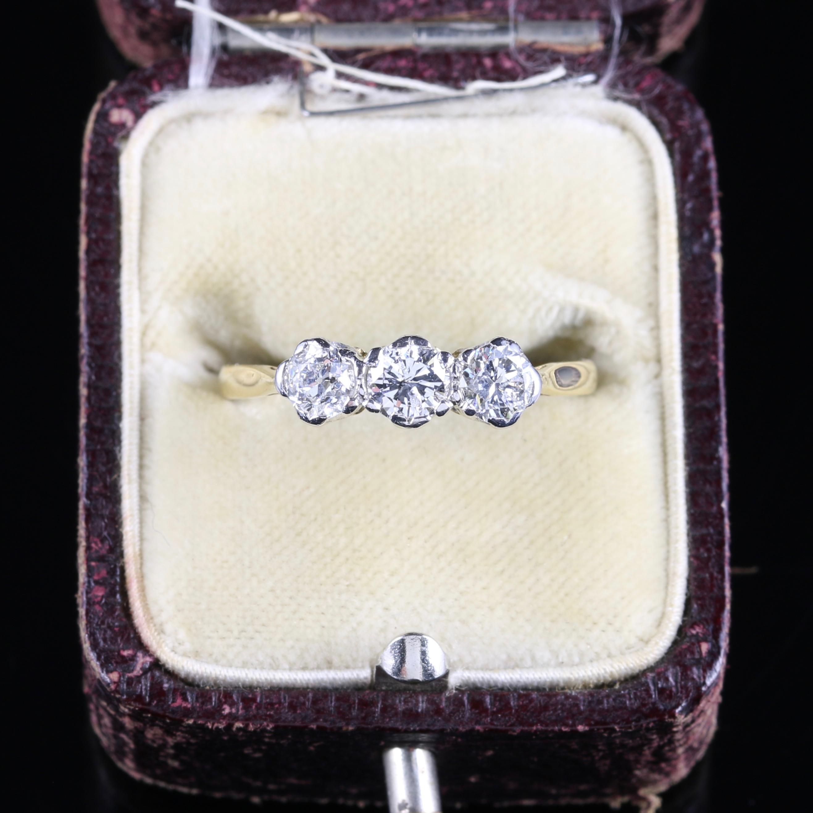 Antique Edwardian Diamond Trilogy Ring circa 1915 Gold Plat 3