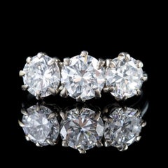 Antique Edwardian Diamond Trilogy Ring Platinum 2.65 Carat of Diamond circa 1910