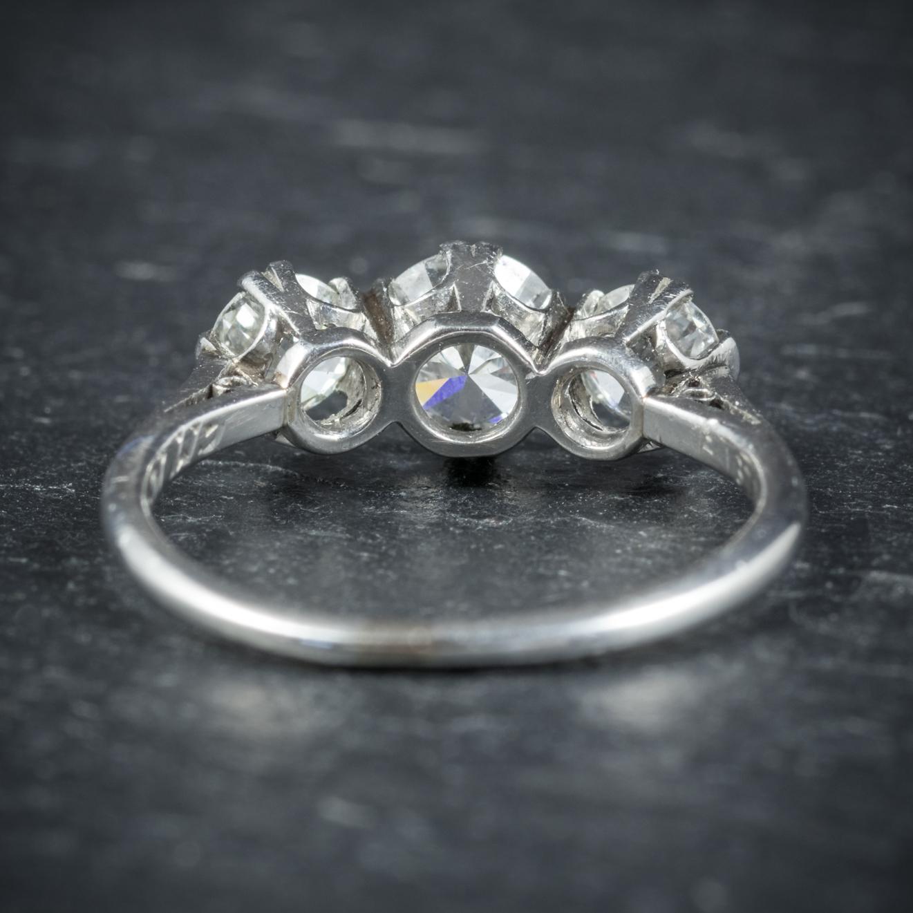 Women's Antique Edwardian Diamond Trilogy Ring Platinum, circa 1910