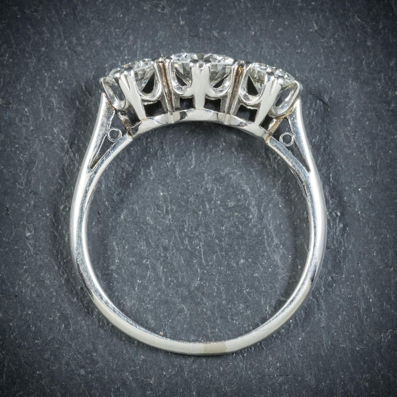 Antique Edwardian Diamond Trilogy Ring Platinum, circa 1910 2