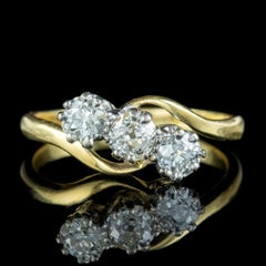 Antique Edwardian Diamond Trilogy Twist Ring in 0.90ct Total