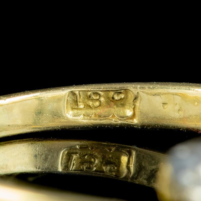 Old European Cut Antique Edwardian Diamond Trilogy Twist Ring in 0.90ct Total For Sale