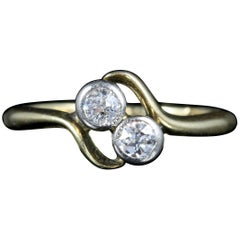 Antique Edwardian Diamond Twist Ring circa 1900 18 Carat Gold