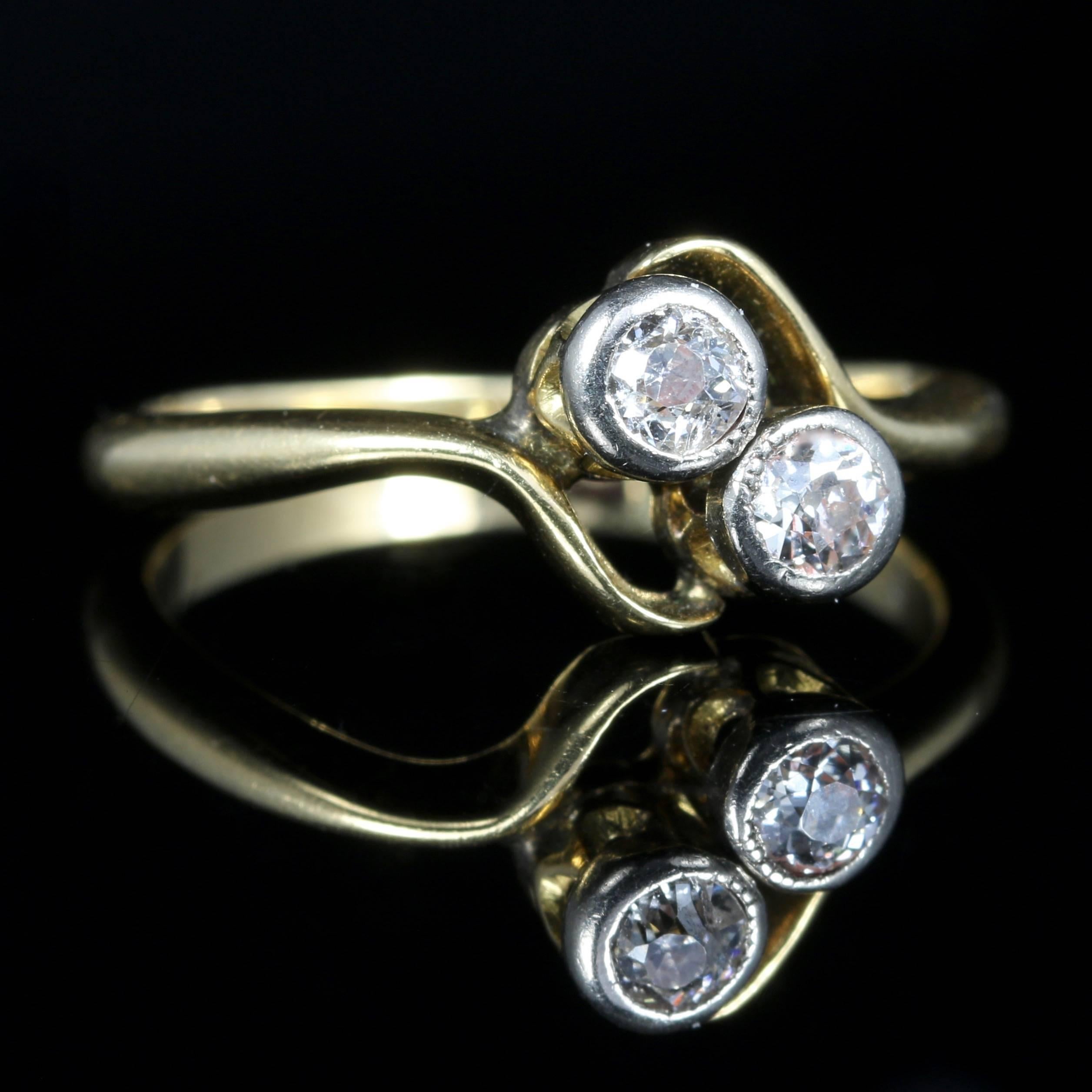 Women's Antique Edwardian Diamond Twist Ring circa 1900 18 Carat Gold