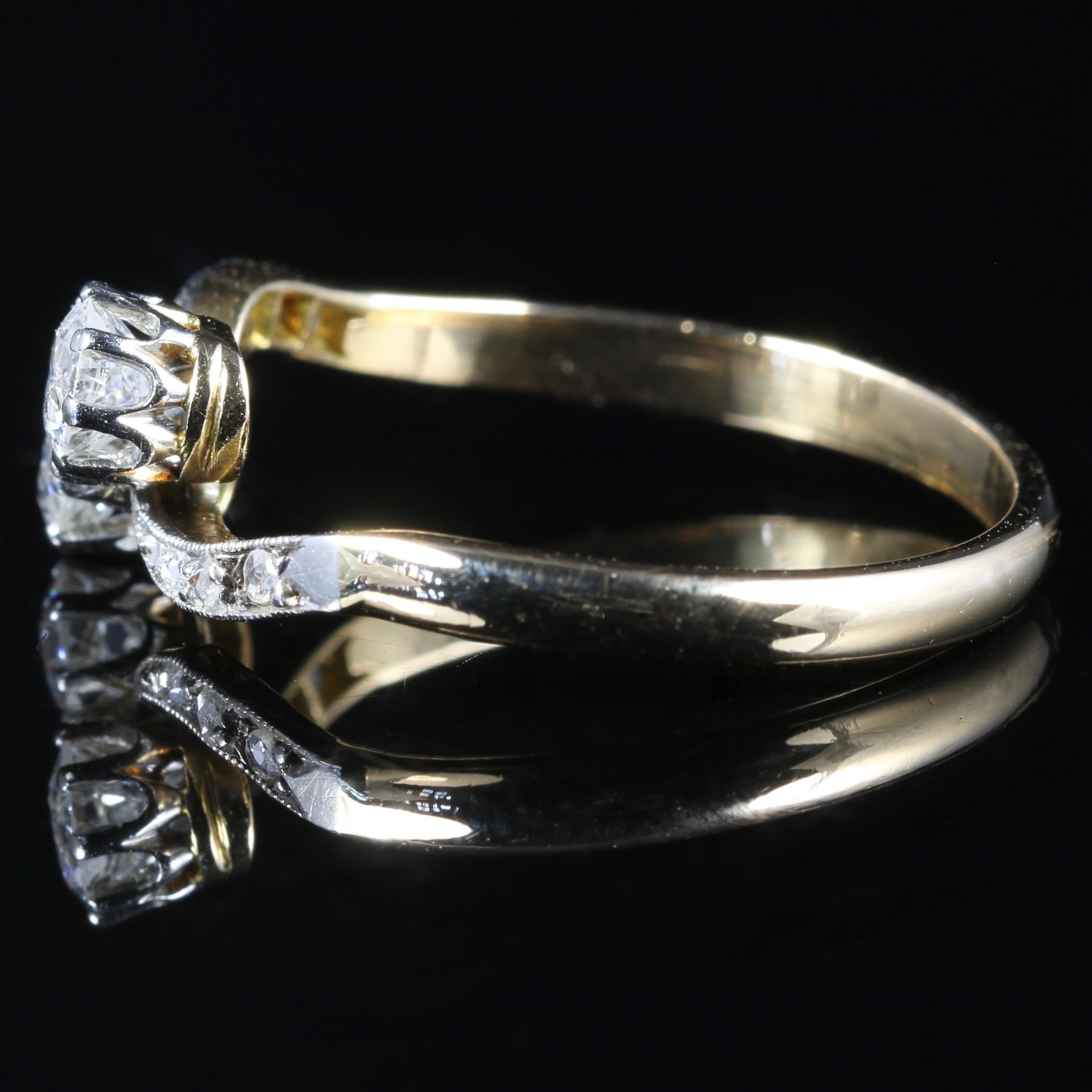 Antique Edwardian Diamond Twist Ring circa 1915 18 Carat Gold Platinum For Sale 1