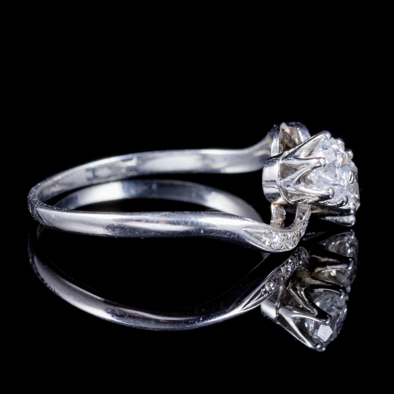 Women's Antique Edwardian Diamond Twist Ring Platinum Engagement Ring, circa 1915