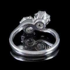 Antique Edwardian Double Diamond Ring 18 Carat White Gold, circa 1915 Certified