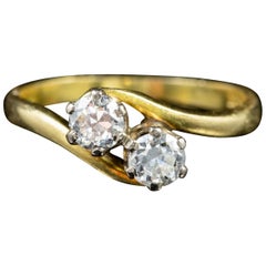 Antique Edwardian Double Diamond Twist Engagement Ring 18 Carat Gold, circa 1910