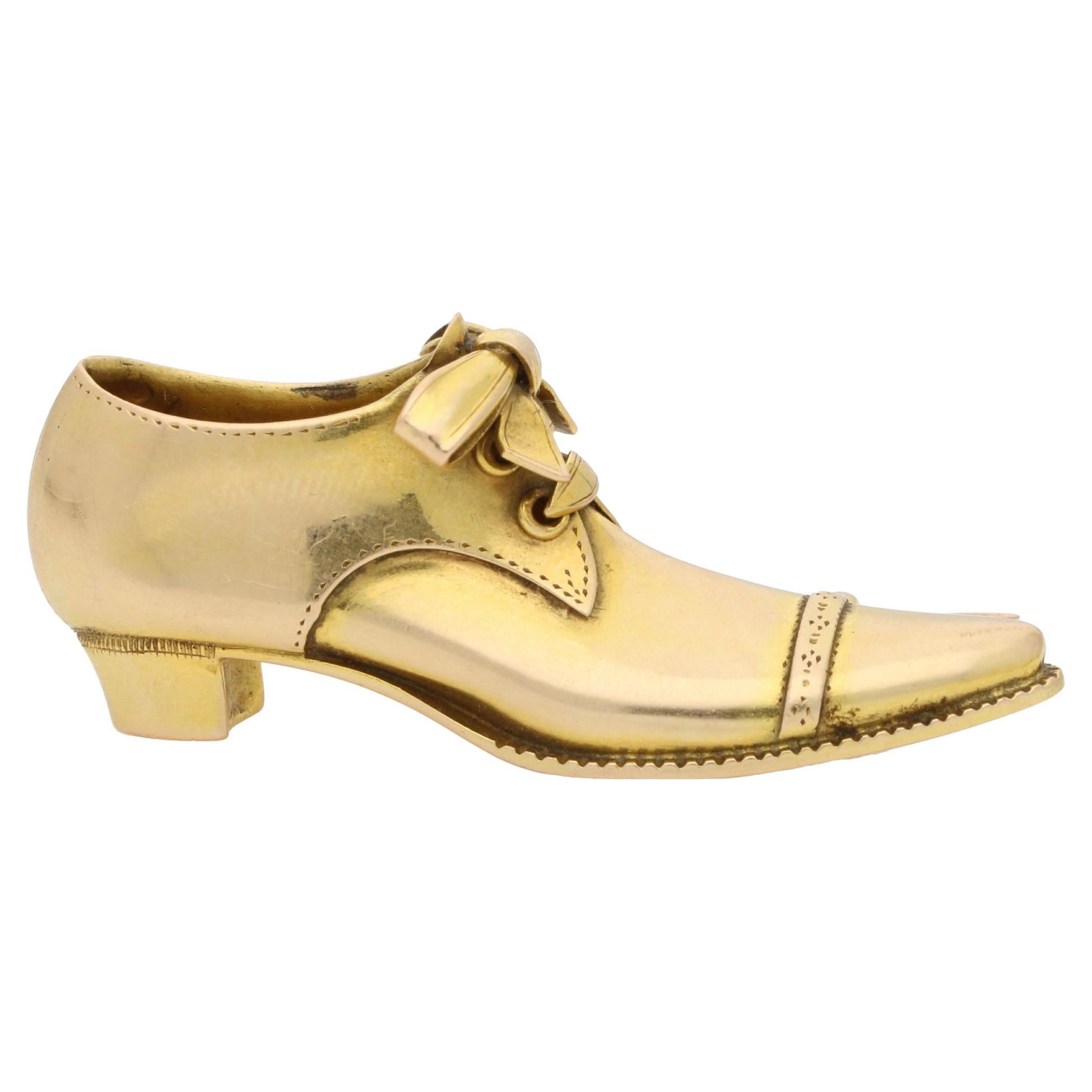 Antiguo broche eduardiano para zapatos de vestir en oro amarillo de 9 quilates