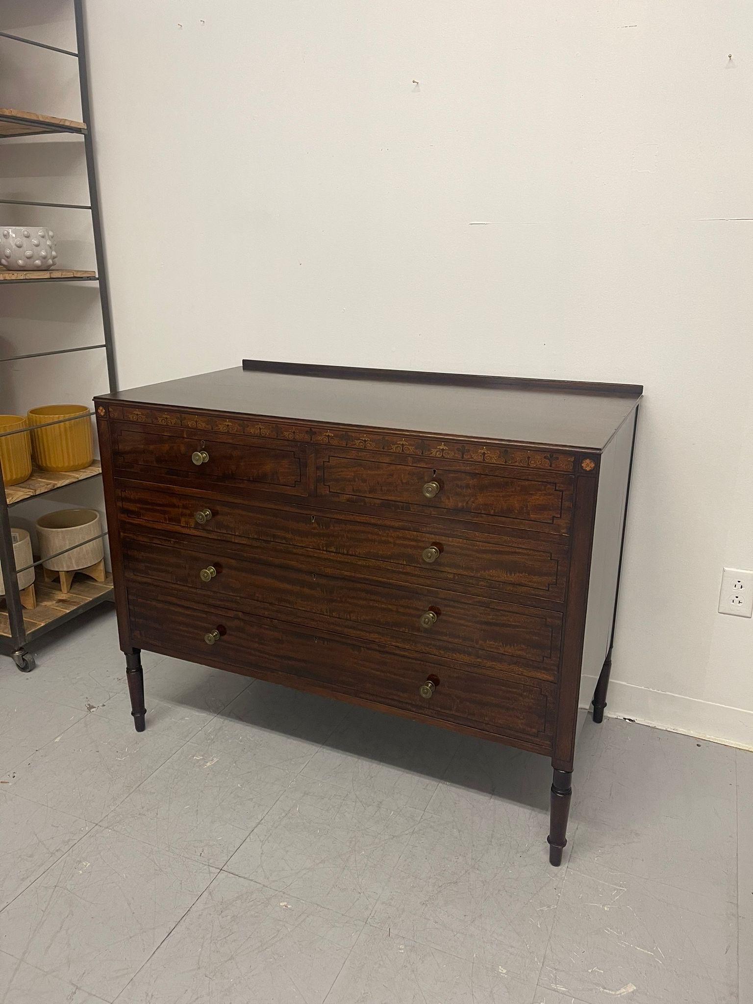Mid-Century Modern Antique Edwardian Dresser With Wood Inlay Uk Import. Circa 1905 For Sale