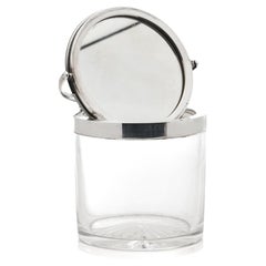 Used Edwardian Dressing Table Cut Glass Jar with Silver Mount with Miror