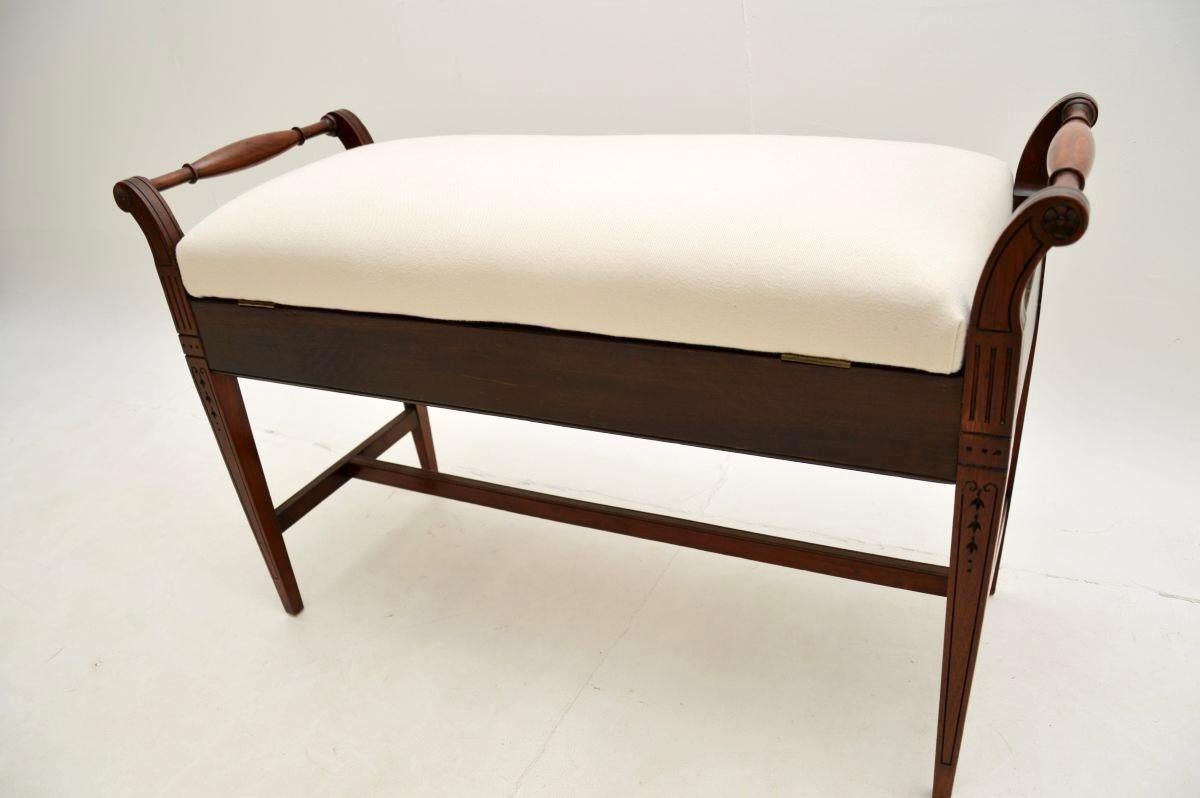 Tabouret de piano de duet édouardien ancien en vente 1