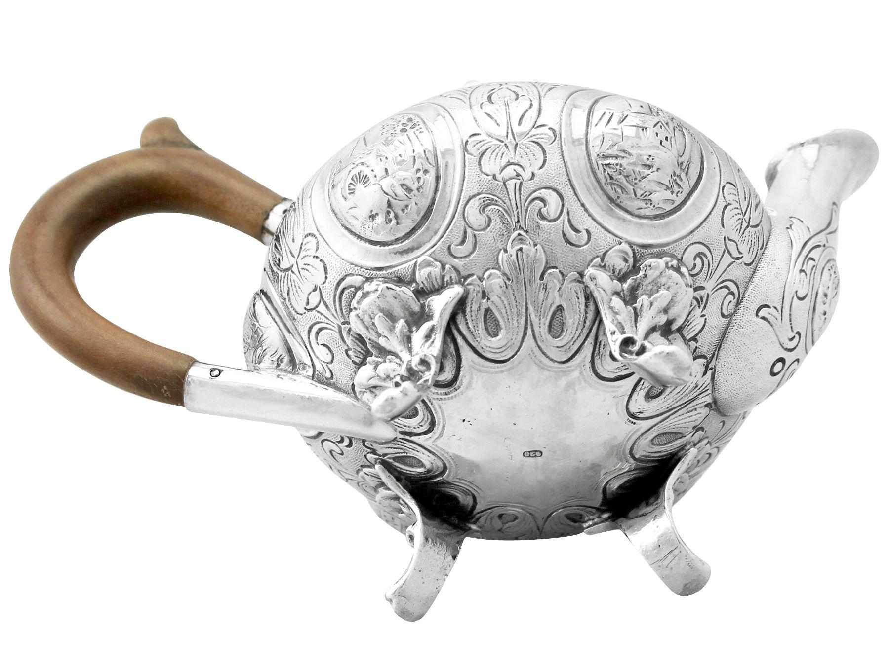 Antique Edwardian Dutch Sterling Silver Bachelor Teapot For Sale 5