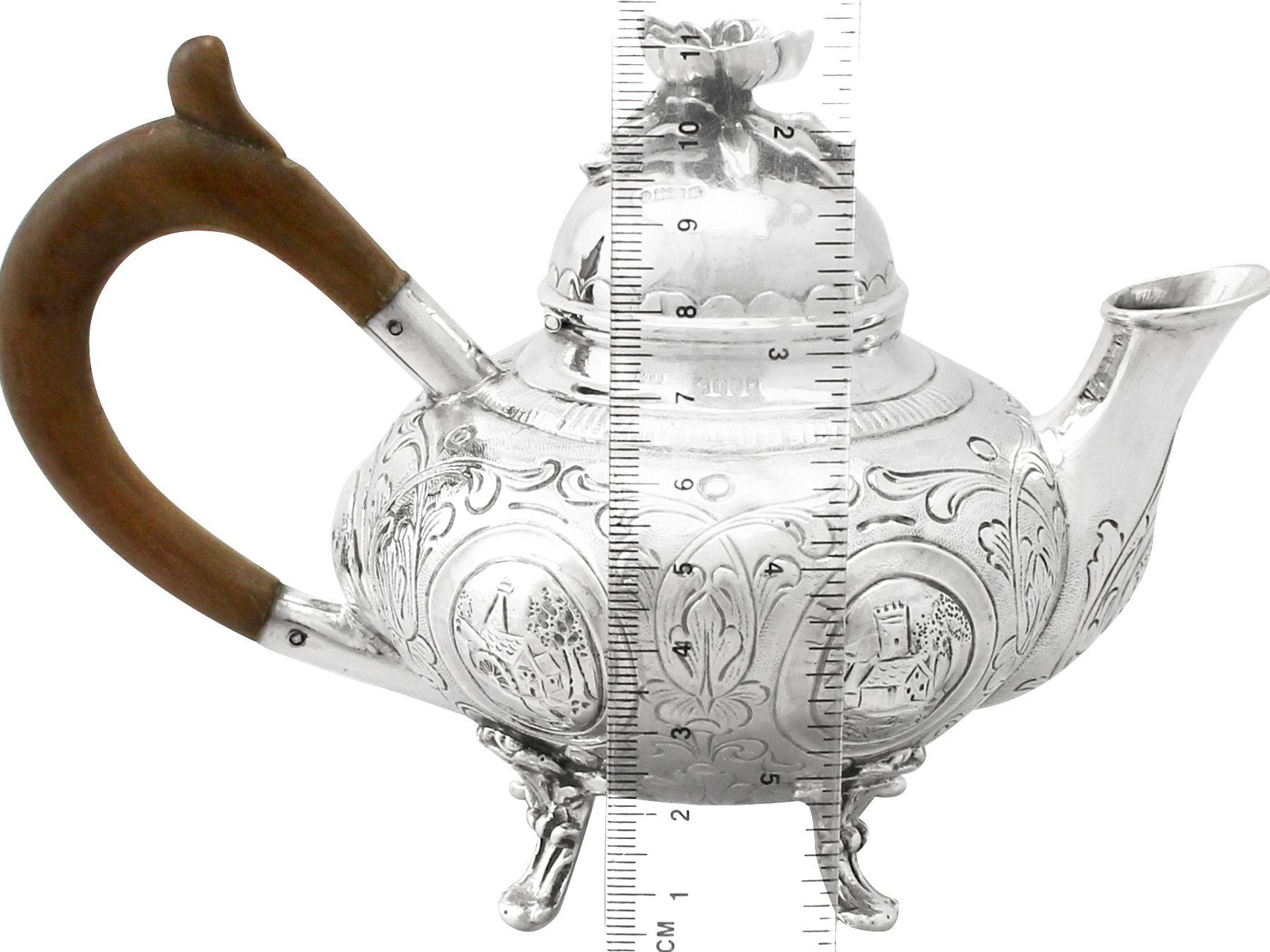 Antique Edwardian Dutch Sterling Silver Bachelor Teapot For Sale 6