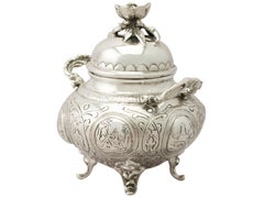 Antike, antike, edwardianische, niederländische Zuckerdose aus Sterlingsilber mit Deckel