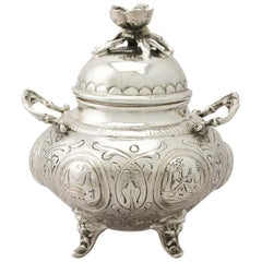 Antique Edwardian Dutch Sterling Silver Sugar Bowl and Cover