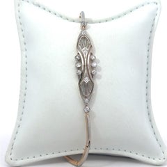 Antique Edwardian Early 1900's Diamond Platinum & 14K Gold Bracelet