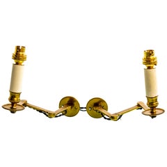 Vintage Edwardian / Early 20th Century Pair of Articulated Brass Wall Lamps