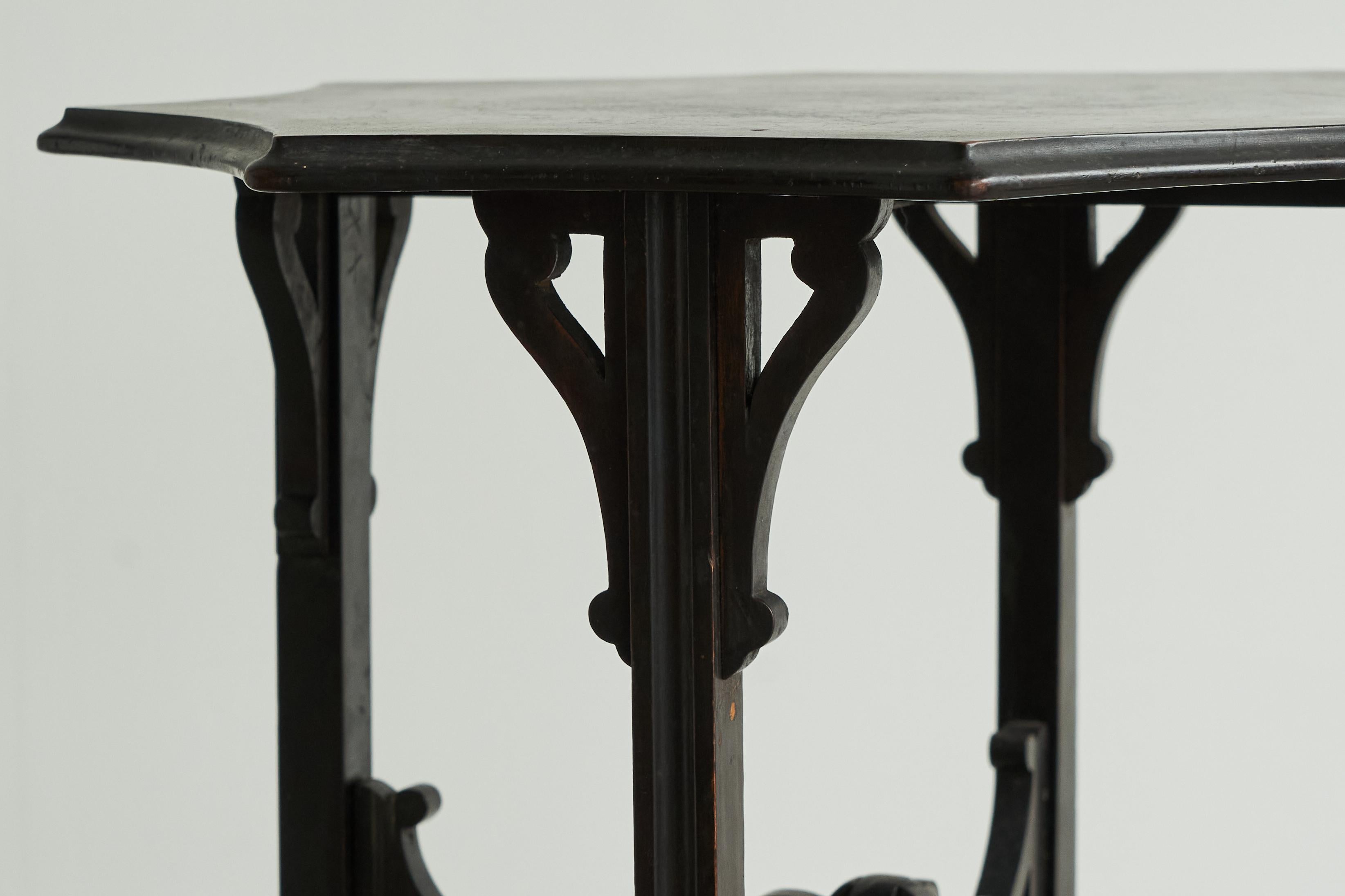 Hand-Crafted Antique Edwardian Ebonized Arts and Crafts Side Table Early 1900's For Sale