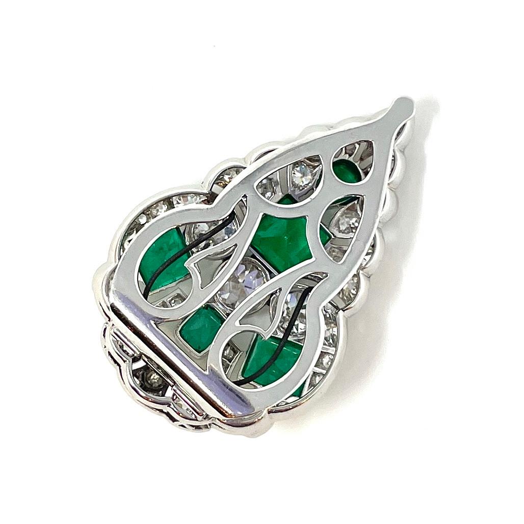 Antique Edwardian Emerald and Diamond Dress Clip In Good Condition In New Orleans, LA